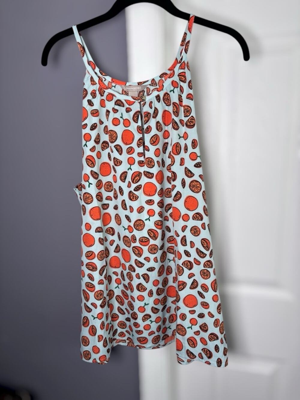 Banana Republic Light Green Orange Print Halter Mini Dress XL